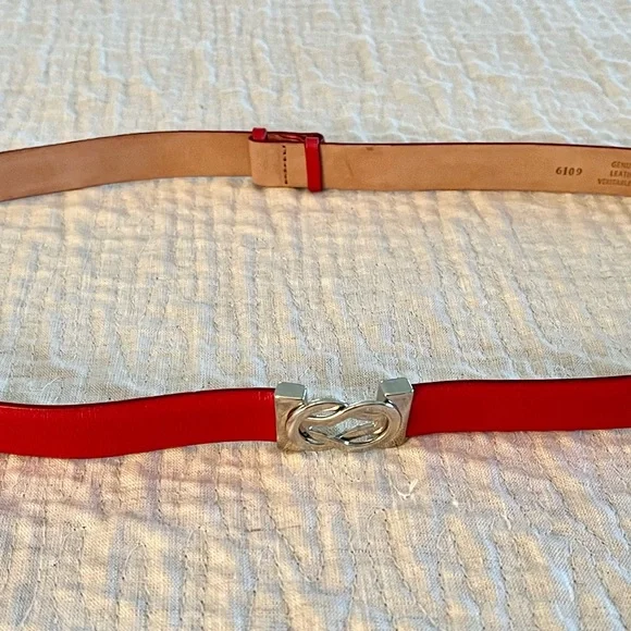 Talbots Red Leather Belt Italy - Picture 2 of 6